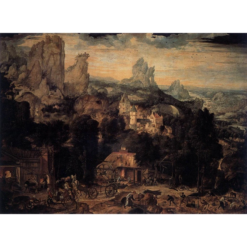 The Copper Mine, 1540, Oil on wood - 24x32 Inch Rolled Canvas Wall Art Print - Image 1 of 1