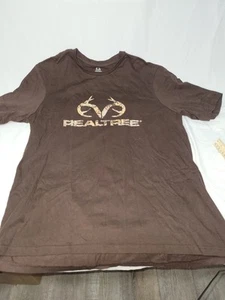 Realtree Men's Short Sleeve 100% Cotton Tee Shirt Brown w/ Camo Logo 2XLT - Picture 1 of 2