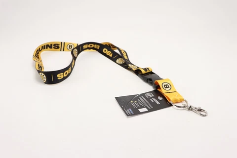 NHL Sports Key Chain Lanyard Boston Bruins With Clip Black & Yellow Cover