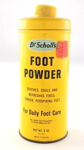 Vintage 1960s Dr Scholls Foot Powder Yellow Tin Container Q602 - Picture 1 of 9