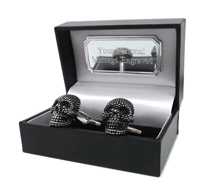 3D Gotico Argento Scheletro Teschio da Uomo Regalo Gemelli IN Un Personalizzato - Immagine 1 di 4