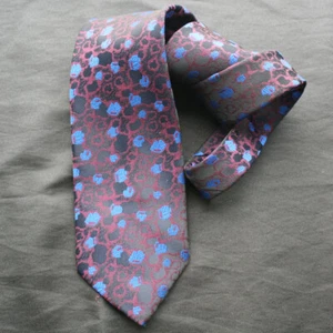 Vintage GIVENCHY Monsieur Jacquard Red Blue Black Tie - Picture 1 of 4