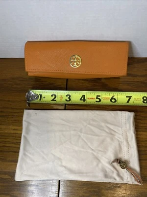 Tory Burch Orange Sunglass Case And Eyeglass Pouch w/Logo - Image 1 of 4