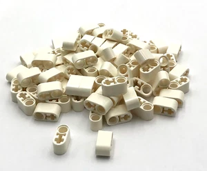 Lego 100 New White Technic Liftarms Thick 1 x 2 Stud Axle Hole Mechanical Pieces - Picture 1 of 1