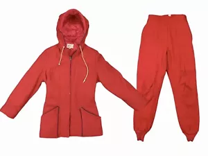 Vintage Thermowear Wool Hunting Suit Red Hooded Jacket & Pants Set Size 12 - Picture 1 of 24
