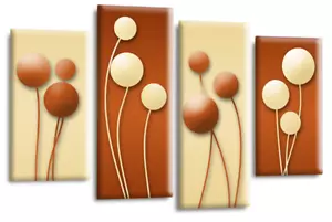 Floral Wall Art Cream Living Room Bedroom Framed Canvas Picture Ready to Hang - Picture 1 of 6