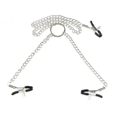 Adjustable Pressure Clips Clamps Jewelry Non Piercing Nipple Rings Metal Chain - Image 1 of 4