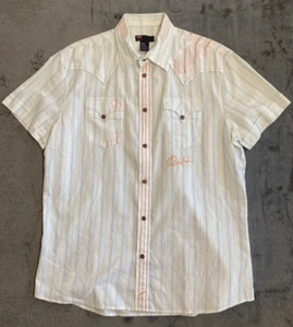 Diesel Men’s White Striped Short Sleeve Shirt XXL 90's/Y2K Vibes VGC - Picture 1 of 7