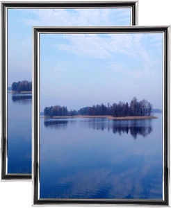 8X10 Picture Frame, Set of 2, Black-Silver, for Photos, Certificates, Documents - Picture 1 of 12