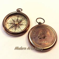 Antique Black Brass Compass Nautical Collectible Gift Item
