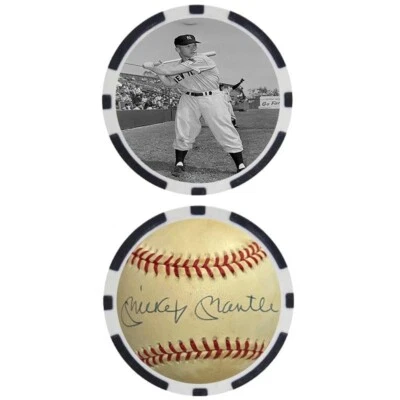 Ficha de póker de leyendas de béisbol firmada por Mickey Mantle Foto 1 de 2