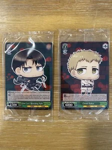 Weiss Schwarz Attack on Titan Final Season Promos Chimi Falco & Levi Sealed - Picture 1 of 2