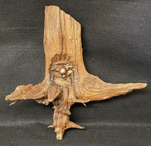 VINTAGE FOLK ART CEDAR STUMP HAND CARVING,OLD MAN FACE,REAL WOOD,WHIMSICAL,GIFT! - Picture 1 of 6