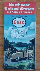 Vintage 1951 ESSO Road Map Northeast United States Travel Road Map - Picture 1 of 9