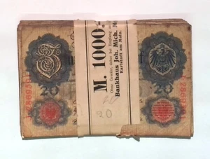 1914 Deutschland Original Konvolut 50 Stck. 20 Mark Banknote - Bild 1 von 2