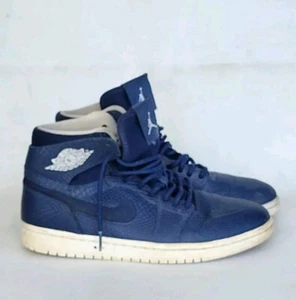Nike Air Jordan 1 Nouveau Retro High Navy Snakeskin 819176-407 Sz 7.5- AUTHENTIC - Picture 1 of 8