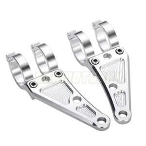 Tubos de horquilla CNC soporte de montaje de faros horquilla soporte para lámpara de oreja 42 mm M8 plateado - Imagen 1 de 6