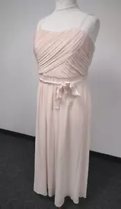 M&S Blush Pink Floor Length Bridesmaid Dress Ruched Front Belted Size UK 20 NWT - Picture 1 of 11