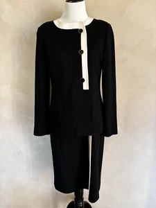 St. John schwarz und creme Kleid und Sakko Anzug Größe 10 12 - Bild 1 von 9