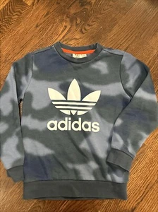 Adidas Blue Camo Tie Die Crew Sweatshirt Sz Youth XS 7-8Y Boys or Girls - Picture 1 of 5