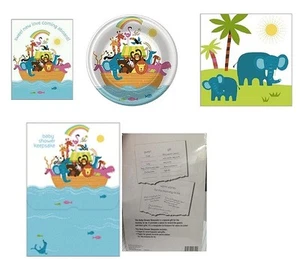 Whimsical Ark, Noah's Ark party supplies, plates, napkins, invitations, keepsake - Picture 1 of 6