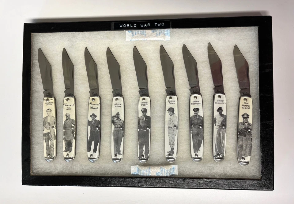 Juego de cuchillos de colección vintage de los líderes de la Segunda Guerra Mundial/9 Patton, Grant, Lee Foto 1 de 4
