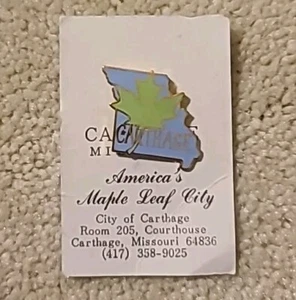 Carthage Missouri Lapel Pin Maple Leaf Tie Tack Hat Pin Maple Leaf City - Picture 1 of 5