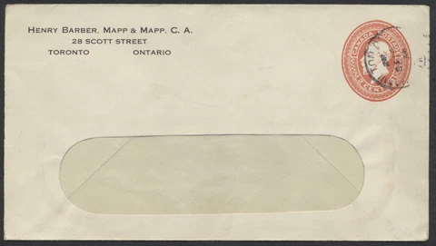 1931 #ENX21-3 1c GeoV Lined Hair PSE Private Order #8 Size Used At Hamilton Cover