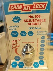 VINTAGE 3/8" DR. ADJUSTABLE SOCKET BY CHANNELLOCK SAE/MM (MADE IN THE USA) #906 - Picture 1 of 4