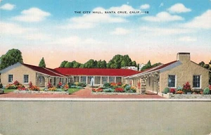 Postcard City Hall Santa Cruz California Linen Vintage c1940s - Picture 1 of 3