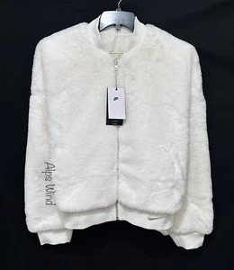Nike Damen-Bomberjacke wendbar Kunstfell Satin FB8692-133 Größe L neu mit Etikett 175 $ - Bild 1 von 14