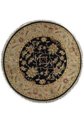 3x3' Black Vegetable Dyed Chobi Round 74059 - Image 1 of 4