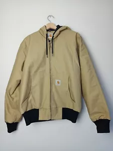 Carhartt Reworked Upcycled Full Zip Beige Hooded Jacket Coat - Men's Large - Bild 1 von 13