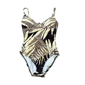 Speedo Women's Tropical Palm Leaf One Piece Swimsuit Size 10 Brown - Picture 1 of 10