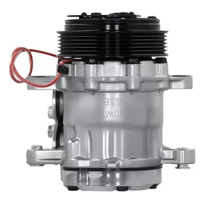 AC Compressor with 6-Groove Pulley For Sanden SD7 HC5005BK Black 6-Groove 112mm - Picture 1 of 9