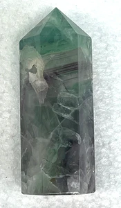 Varita de punta de torre de cristal de fluorita verde púrpura Reiki Healing 3 5/8" de alto 8,4 oz - Imagen 1 de 3