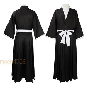 Bleach Kuchiki Rukia Cosplay Costumes Suit Halloween Black Kimono Uniform Set - Picture 1 of 9