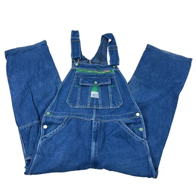 Vintage Key Imperial Bibs Overalls Men 36x27 Blue Jean Denim Work Wear Farm - Image 1 of 4