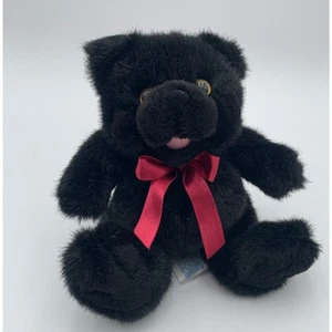 "Oso de peluche de peluche Kids of America Corp animal de peluche negro 6"" arco de cinta rojo" - Imagen 1 de 6