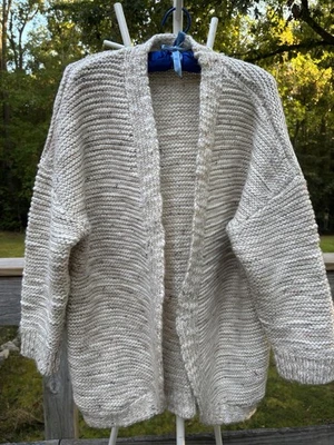 Zara Cable Chunky Knit Cardigan Sweater Womens Med Beige Heavy Open Front Cream - Image 1 of 4
