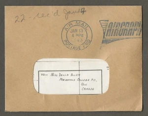 Canada 1943 Military airgraph to Macdonald College, Quebec [ 348 - Picture 1 of 3
