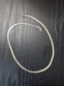 Real Solid 925 Sterling Silver Herringbone Chain Necklace Made in Italy - Picture 1 of 4