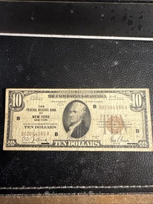 1929 $10 Ten Dollar National Currency Federal Reserve Bank New York Brown Note - Image 1 of 4