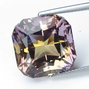 15.50Cts Gorgeous Natural Ametrine 14.7mm Cushion Cut Loose Bolivia Gemstone - Picture 1 of 4