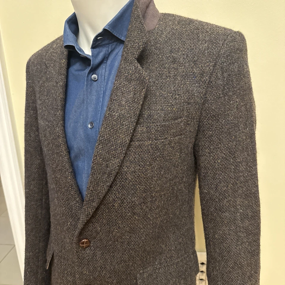 Harris Tweed Men's  Gray Blazer, Handwoven 100% Virgin Scottish Wool Sz 36 - Image 1 of 4