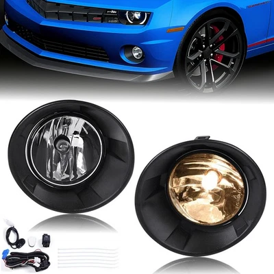 Conjunto de luces antiniebla transparentes para Chevy Camaro 2010-2013 lámparas de parachoques con bisel de cableado Foto 1 de 4