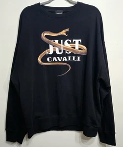 Felpa girocollo uomo Just Cavalli nera con logo serpente taglia XL - Foto 1 di 3