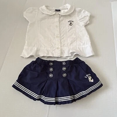 Usado Izod Ancla Náutica Skort Y Top Juego de 2 Piezas Talla 3/6 Meses Foto 1 de 4