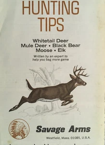 Vtg Savage Arms Guns Hunting Tips brochure pamphlet Indian Deer Westfield MA - Picture 1 of 7