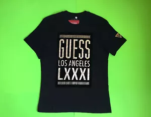 GUESS Los Angeles Men’s Short Sleeve T-Shirt Size X-LARGE Black w/Gold Cotton - Picture 1 of 12